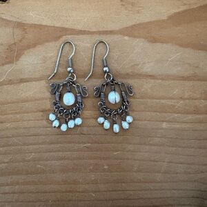 Elegant Silver and White Dangle Earrings